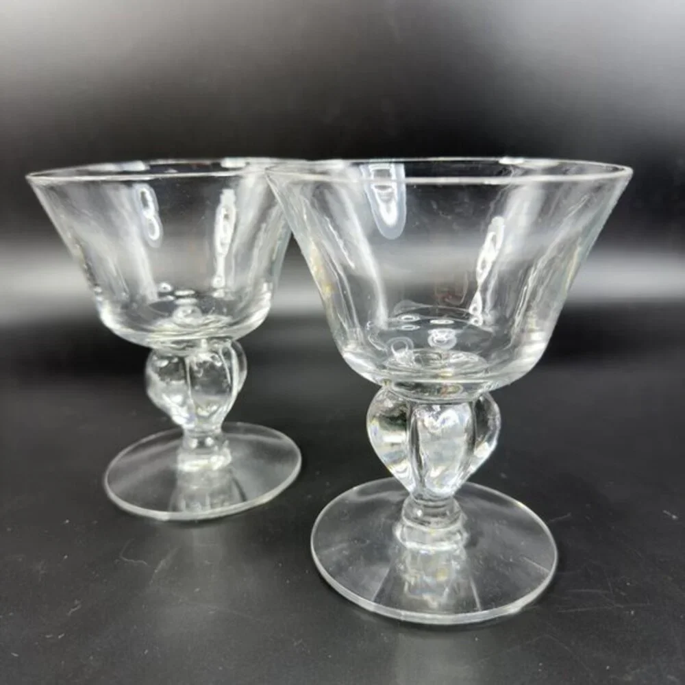 Vintage‎ Seneca Ingrid Clear Elegant 4.5inch Goblets Footed Cups Glasses Set 2